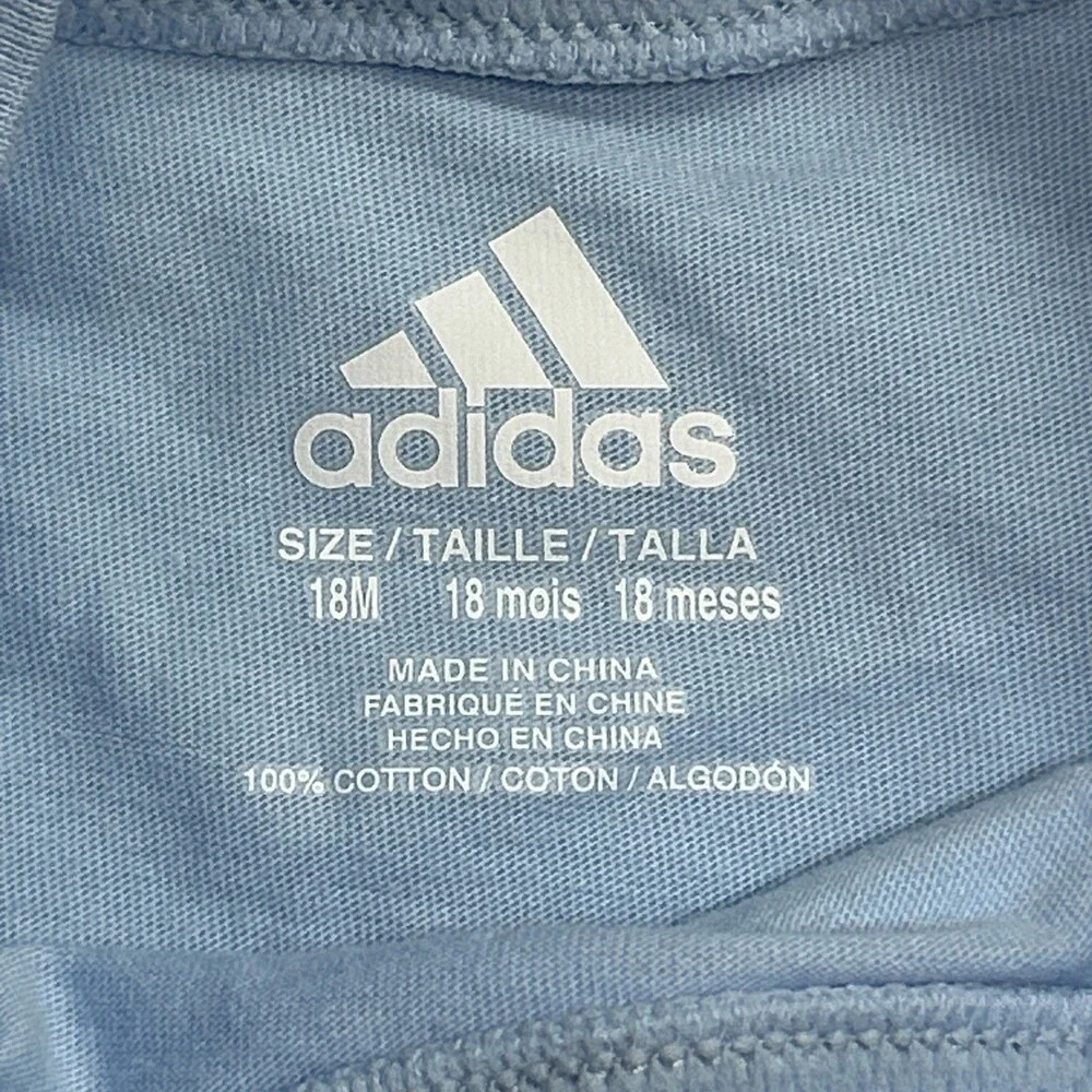 Adidas Logo Baby Boy 18 Month Romper Shortie Jumpsuit Light Blue Snaps